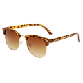 Retro semi-rimless Clubmaster sunglasses with tortoise frame and brown gradient lenses - Tortoise Shell Frame