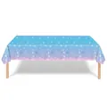 Wegwerp plastic tafelkleed met blauw-paars verloop en witte sneeuwvlokken patroon - Paarsblauwe Sneeuwvlok 137*274cm