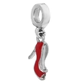 Silver high heel charm with red enamel finish for fashion jewelry bracelets - Red High Heel (Silver/Red)