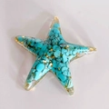 Starfish resin ornament with turquoise stones and gold leaf foil for DIY crafts - Turquoise & Gold Foil