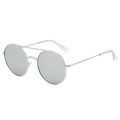 Lunettes de soleil rondes rétro en métal avec double pont et verres argentés - Monture Argent Verres Miroir Blanc