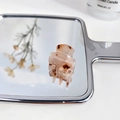Mini acetate hair claw clip featuring a classic brown tortoiseshell pattern for women - Patterned Light Pink Square
