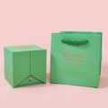 Muntgroene sieraden geschenkdoos set met metalen handvat en bijpassende tas voor ringen - 8x7.5x8cm / Groen