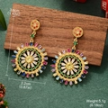 Detailed size and weight view of star-shaped gold earrings with colorful zircon stones - Multicolor Zirconia Sun Flower Drop Earrings