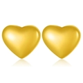 Minimalist heart-shaped stud earrings in a matte golden finish with elegant reflections - Minimalist Matte Heart