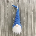 Ciondolo gnomo di Natale con cappello a maglia blu, motivo a rombi e barba di peluche - Paillettes a Rombi Blu / Blu