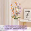 Handmade crochet lily of the valley purple artificial flower in white ceramic vase - Purple Lily of the Valley Single Stem