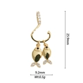 Detail view of 18K gold-plated dolphin pendant with dimensions 25.9mm by 9.2mm - Fish Hook Twin Fish