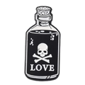 Pin esmaltado gótico de frasco de veneno con calavera y texto LOVE en blanco y negro - Estilo Frasco de Poción Corazón LOVE (XZ5965)