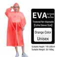 Thickened orange EVA reusable rain poncho with hood and elastic cuffs for adults - One Size / Thickened Orange (Adult Cuffed Style)