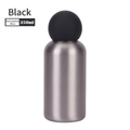 350ml silver stainless steel water bottle with unique black spherical lid and brushed finish - Brushed Silver Body with Black Ball Lid