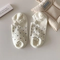 Fantasmini beige a pois neri con polsini elastici a coste e tallone antiscivolo di qualità - Taglia unica / Crema