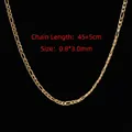 Detail of golden Figaro chain necklace showing size specs 0.8x3.0mm and 45+5cm length - Figaro Chain (0.8*3mm NK3:1/45+5cm)