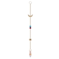 Hanging suncatcher with gold chain, celestial moon and sun charms with crystal prism - Gold Pendant - Pointy Bead