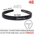 Detailed size chart for black ABS plastic headband with 1.5cm width and matte finish - 1.5CM Non-toothed Black Plain