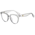 Minimalist transparent oversized eyewear with golden metal rivets and round frame - Light Gray