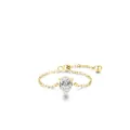 Verstellbarer Ring aus S925 Silber mit Tropfen-Zirkonia und Goldbeschichtung - Einstellbar Offen / Gold