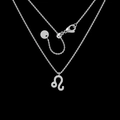 Titanium steel Leo zodiac necklace with sparkling zircon pendant and adjustable chain - Leo / Silver