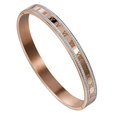 Bracciale minimalista in oro rosa con numeri romani e cristalli bianchi incastonati - Oro rosa