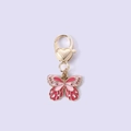Pink and red butterfly pendant with heart clasp in golden zinc alloy finish - Red Pink Butterfly