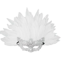 Witte veer zilver glitter half gezicht masker voor halloween feest verkleedpartij - Zilveren glitterpoeder