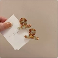Lot de deux grandes pinces à cheveux en acétate avec motif écaille de tortue marron - Pièce Unique / Motif orchidée coloré