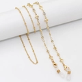 Golden eyewear chain with sparkling crystals and heart charms on a white display - 70cm / Four Leaf Clover With Rhinestone