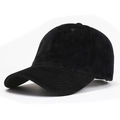 Classic black velvet baseball cap with six-panel structure and curved brim design - Black