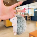 Mignon porte-clés hérisson en peluche grise avec anneau doré pour sacs à dos - Gris