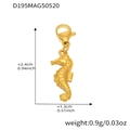Golden seahorse pendant for DIY jewelry making with dimensions and weight info - Seahorse Charm (4pcs) / Gold