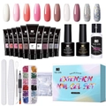 Professional 10-color solid nail extension gel kit with UV lamp and manicure tools - 10 Color Set (Boxed)