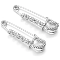 Silberne U-förmige Herz-Sicherheitsnadeln mit weißen Kristall-Strasssteinen - 2# Silber Herz 6*1.7cm