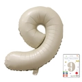 32-inch cream number 9 foil balloon with a matte finish and retail card packaging - 40-inch Cream White 9 With Paper Card