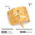 Golden hammered texture stainless steel hair cuff with waterproof and hypoallergenic design - Irregular Square Style (JDHW2407010)
