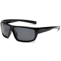 Polarized sports cycling sunglasses with square black frame and gray lenses for men - Bright Black/Grey