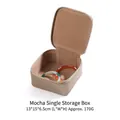 Mokka Leder Schmuckkästchen mit Reißverschluss und Samtfutter für Ringe und Armbänder - Mokka leere Box