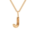 Golden stainless steel necklace featuring a textured J-letter pendant on a simple link chain - Letter J / Rose Gold