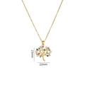 Gold life tree necklace with colorful zircon inlay, pendant size 23mm by 22mm - Tree of Life Multi-Color Rhinestone (A1795)