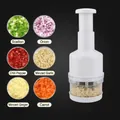 White manual vegetable garlic press with stainless steel blades for ginger and onion - Ordinary Model / White