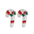 Détail de boucles d'oreilles canne de Noël avec émail festif rouge, vert et blanc poli - #6 Sucre d'Orge/Rouge Vert Blanc Bord Argenté