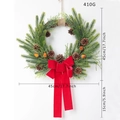 Christmas wreath with natural pine cones, red velvet bow, and pine needles, 45cm size - Pine Cone Red Bow Wreath