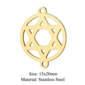 Golden stainless steel hexagram star charm pendant 15x20mm for jewelry making - Star of David (5 Pcs/Pack) / Gold