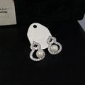 Silver gourd earrings with white pearls and sparkling pavé zircon details - 6# Silver Earring Post-Silver White Pearl Gourd Studs