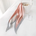 Pink and grey striped silk twilly scarf elegantly tied on a white designer handbag handle - Dusty Pink Stripes