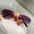 Frameless oval sunglasses with purple gradient lenses and silver metal temples - Silver Frame Double Purple