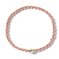 Elastic beaded bracelet featuring mixed pink beads and polished gold metal balls - Pink and Gold