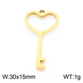 Goldener herzförmiger Edelstahl Schlüsselanhänger 30x15mm für DIY Schmuckzubehör - Goldener Herz-Hohlschlüssel (KLJ7994-Z)