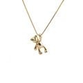 Golden bear pendant necklace with sparkling zircon crystals and elegant box chain - Gold Polished Bear