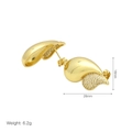 Details der 28mm x 16mm goldene Tropfenohrringe mit Mikro-Pavé aus weißen Zirkonia - Wassertropfenstil (DE240533-C)