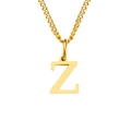 Collar de acero inoxidable dorado con un colgante pulido de la letra Z del alfabeto - Letra Z (Dorado)